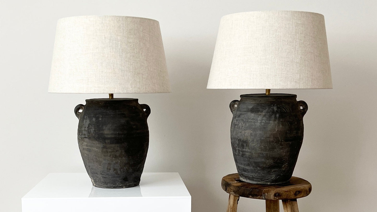 Pair of Authentic Antique Pot Lamps